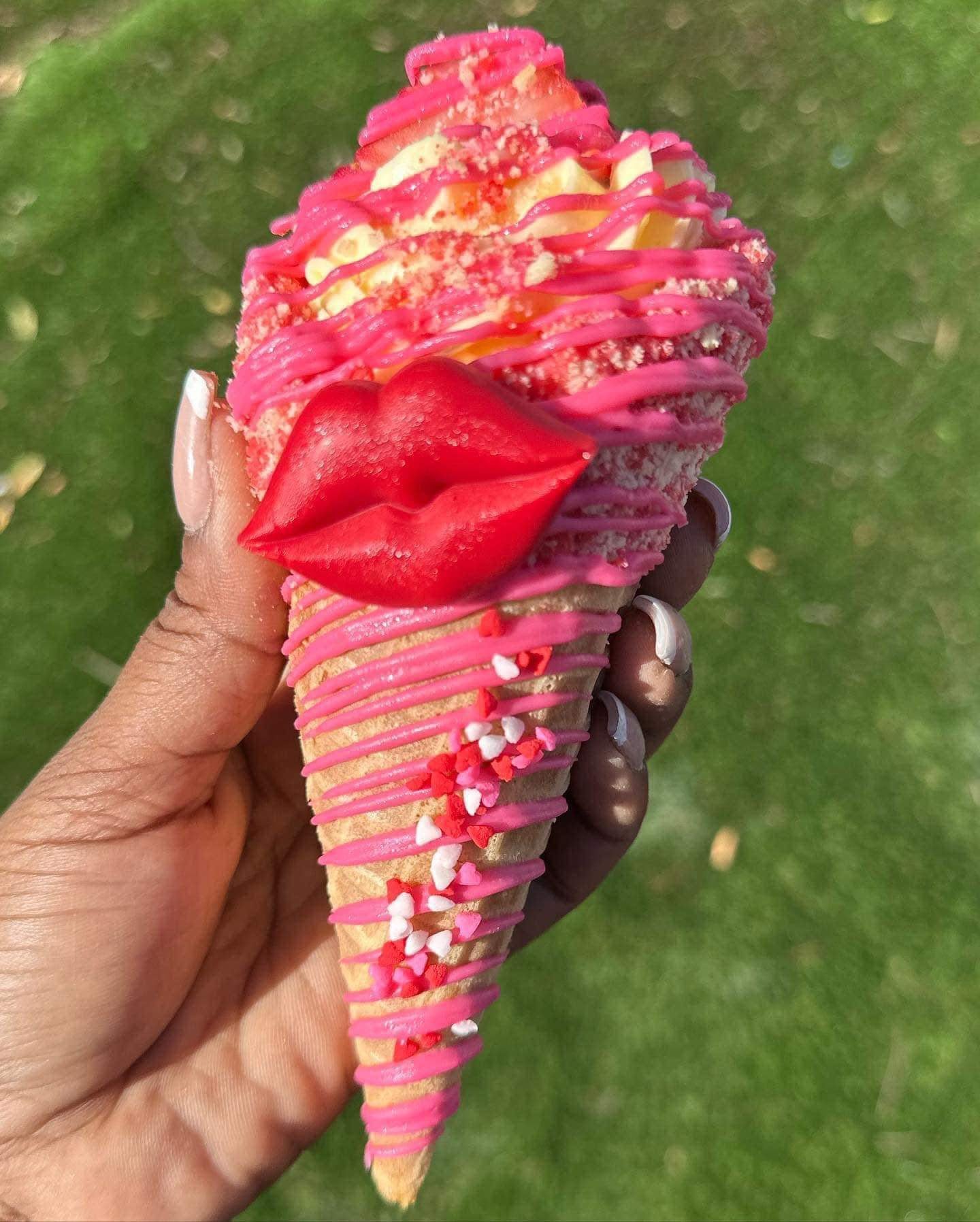 Strawberry Cheesecake Waffle Cone